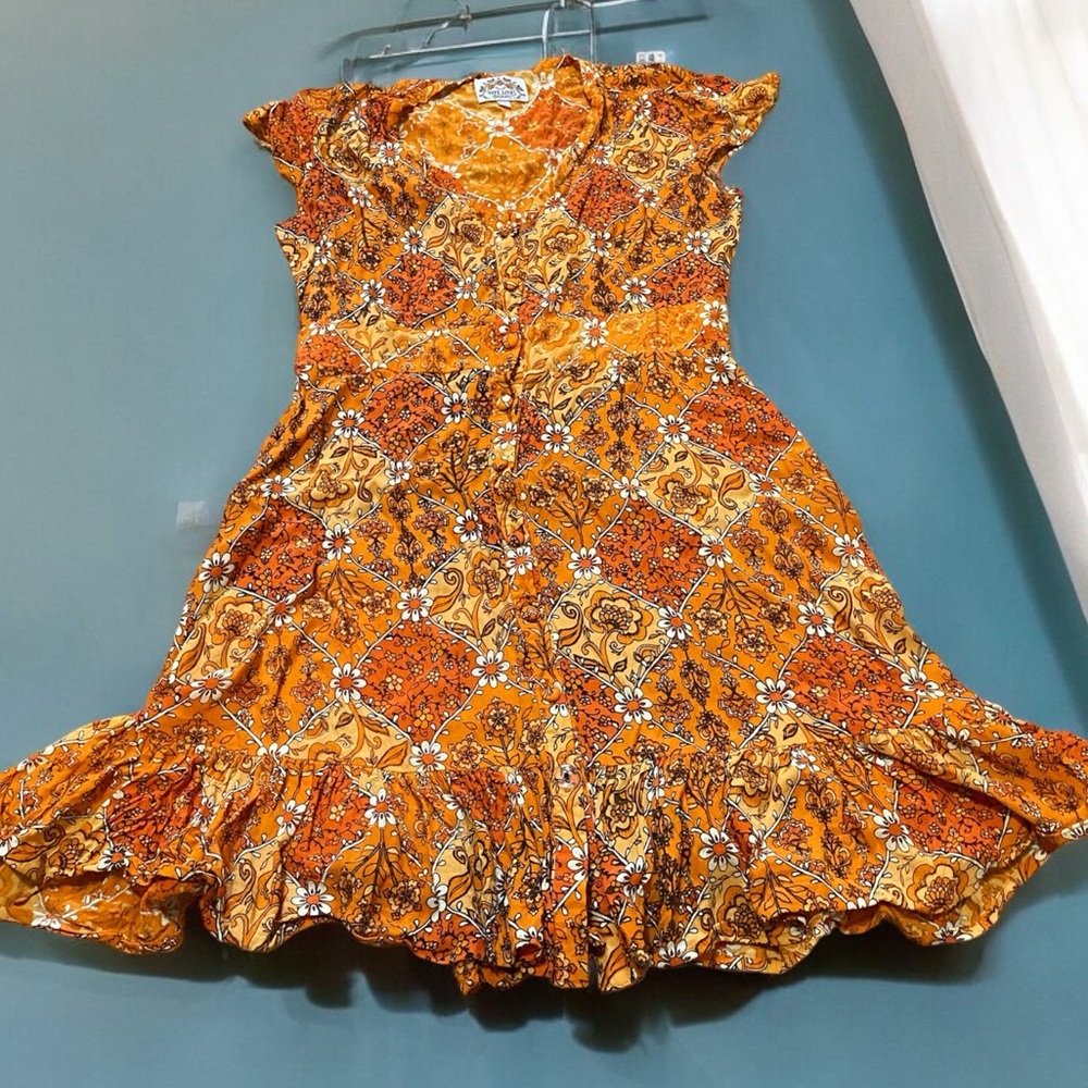 Nine Lives Bazaar Ginger mini dress floral orange